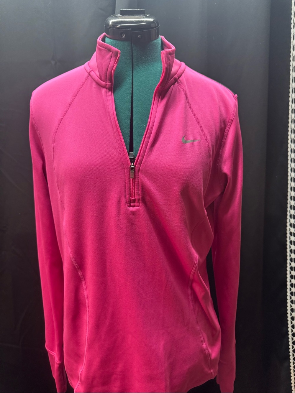 Nike Hot Pink Quarter-Zip Long Sleeve Performance Top